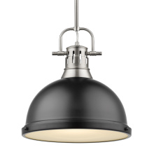 Golden 3604-L PW-BLK - Yep by Golden Lighting Duncan 1-light 14in Rod Hung Pendant in Pewter and Matte Black shade